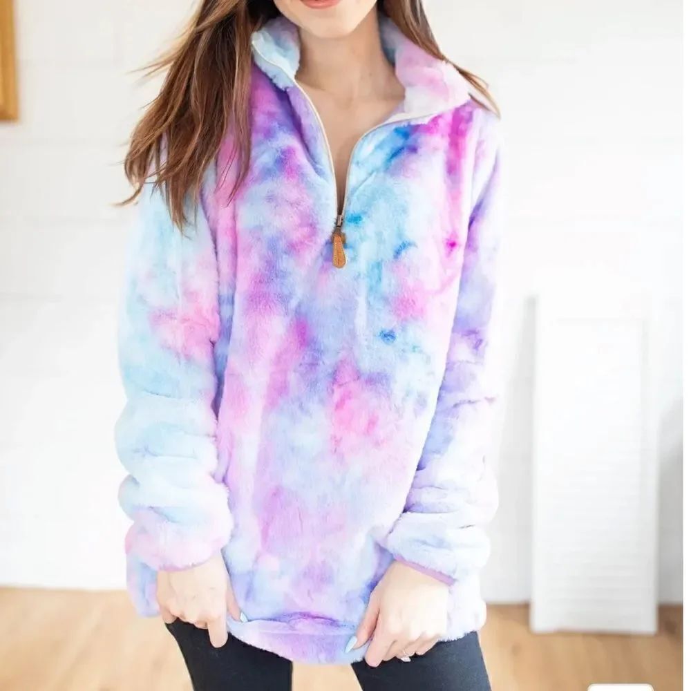 She & Sho Clothing Co Watercolor Ultra Soft Cotton Candy Sherpa Small